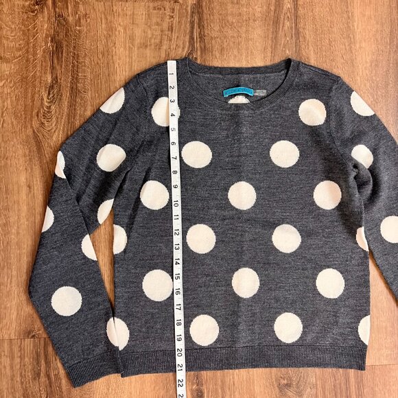 Alice + Olivia Gray Wool Polkadot Crewneck Sweater Sz M - Picture 4 of 9